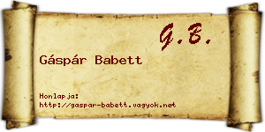 Gáspár Babett névjegykártya